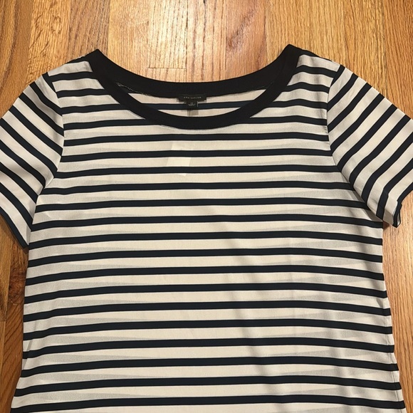 Ann Taylor Blue White Striped T Shirt - Picture 2 of 4